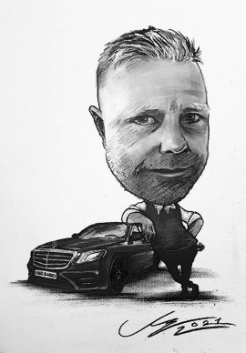 MERCEDES AMG S 400D w karykaturze na prezent dla chłopaka męża