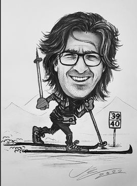 Śmieszny prezent dla narciarza 40 urodziny karykatura na zamówienie online z fotografii