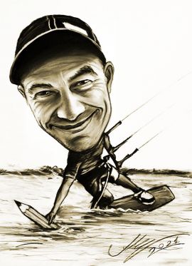 kitesurfer - karykatura ze zdjęcia zamówienie na prezent dla kolegi