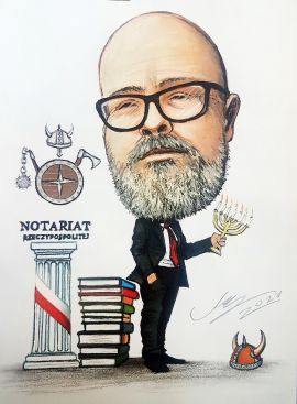 notariusz na wesoło rysunek na prezent