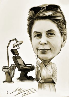 dentystka - karykatyry lekarzy - zamówienie ze zdjęcia na prezent realizacja maku-art