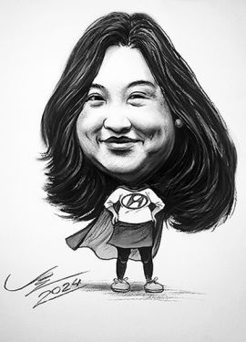 karykatura dla szefowej koleżanki (rysunek dla HYUNDAI)